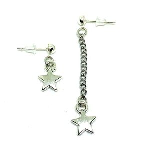 Asymmetrical Silver Star Earrings